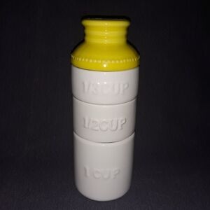 Yellow and White Ceramic Measuring Cup Set